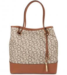 Calvin Klein Almond/Brown Gabrianna Large Tote