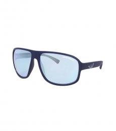 Emporio Armani Matte Blue Rectangle Sunglasses