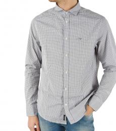 Armani Jeans Light Grey Custom Fit Check Shirt