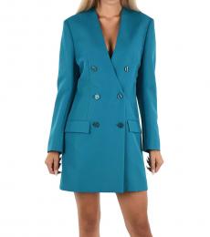 Balenciaga Light Blue Double Breasted Blazer Dress