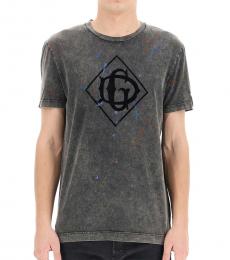 Dolce & Gabbana Grey Flocked Logo T-Shirt
