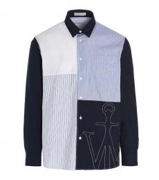 JW Anderson Blue Relaxed Patchwork Shirt