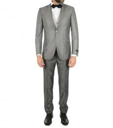 Grey Silk  Virgin Wool 3 Piece Waistcoat  Leader Suit