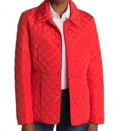 Ralph Lauren Orange Quilted Snap Front Jacket