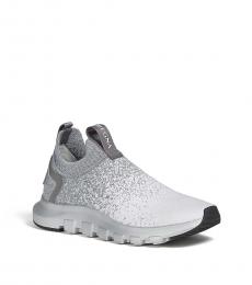 Ermenegildo Zegna White Grey Fabric Sock Sneakers