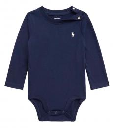 Baby Boys Navy Long-Sleeve Bodysuit