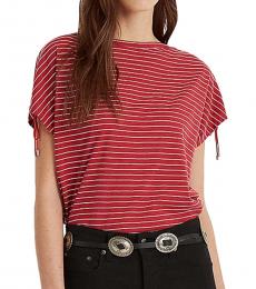Red Striped Cotton T-Shirt