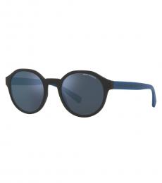 Armani Exchange Blue Mirror Round Sunglasses