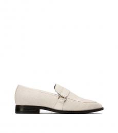 Karl Lagerfeld Light Grey Embossed Leather Bit Loafers