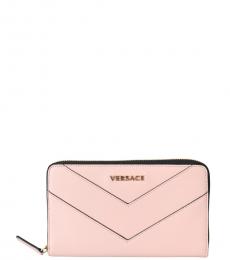 Versace Light Pink Zip Around Wallet
