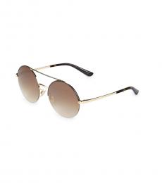 Brown Round Aviator Sunglasses