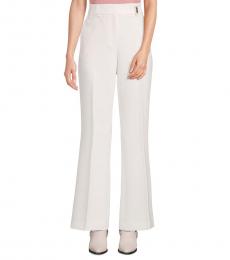 Karl Lagerfeld White Solid Pleated Pants