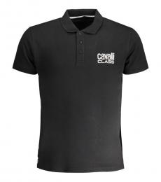Cavalli Class Black Logo Print Polo