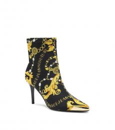 Versace Jeans Couture Black Broque Print Boots