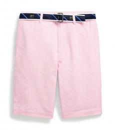 Ralph Lauren Boys Pink Slim Fit Belted Oxford Shorts