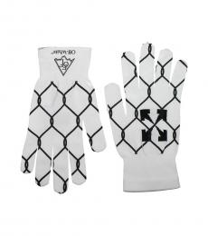 White Net Print Gloves