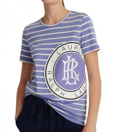 Navy Blue Striped Logo T-Shirt