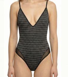 Karl Lagerfeld Black V-Neck Sleeveless Swimsuit