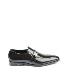 Versace Collection Brown Half Medusa Logo Strap Loafers