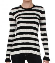 Ralph Lauren White Cream Striped Crewneck Sweater