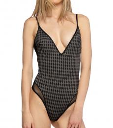 Karl Lagerfeld Black V-Neck Sleeveless Swimsuit