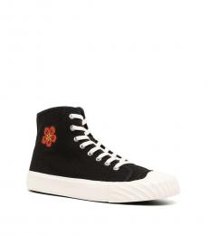 Kenzo Black High Top Flower Logo Sneakers