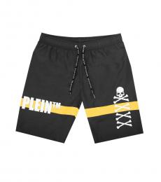 Philipp Plein Black Logo Print Swin Shorts