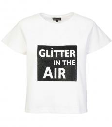 Emporio Armani Off White Glitter Print T-Shirt
