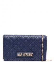 Love Moschino Navy Blue Quilted Small Crossbody Bag