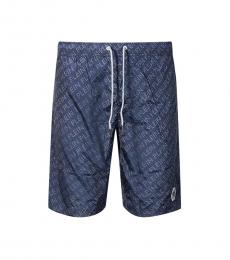 Philipp Plein Navy Blue Logo Patch Swin Shorts