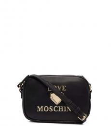 Love Moschino Black Embossed Logo Mini Crossbody Bag