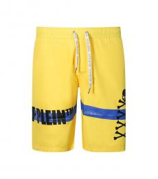 Philipp Plein Yellow Logo Patch Swin Shorts