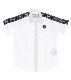Philipp Plein Boys Black White Logo Band Shirt
