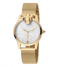 Just Cavalli Golden Silver Shimmer Dial Watch