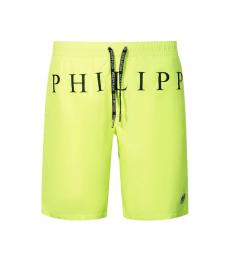 Philipp Plein Yellow Logo Patch Swin Shorts