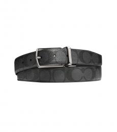 Coach Black Charcoal Reversible Signature Belt