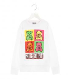 Moschino Girls White Teddy Bear Sweatshirts