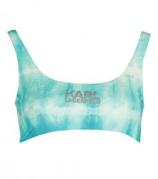 Karl Lagerfeld Sky Blue Logo Swim Top