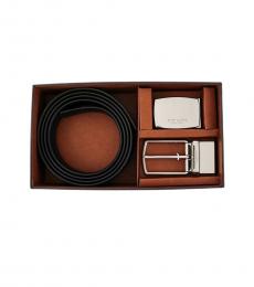 Coach Black Signature Plaque Two Buckle Belt