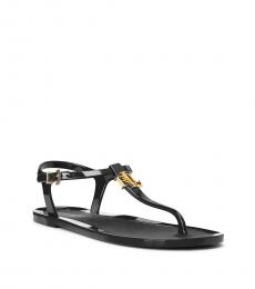 Ralph Lauren Black Ashtyn T-Strap Jelly Flats