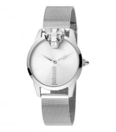 Just Cavalli Silver Signature Snake Dial Watch