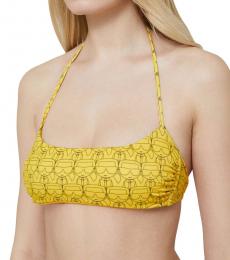 Karl Lagerfeld Yellow All Over Logo Swim Top