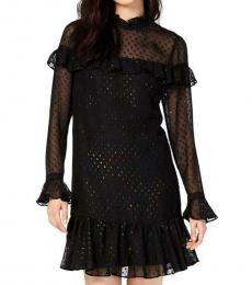 Betsey Johnson Black Multi Glitter Ruffled Dress