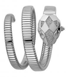 Just Cavalli Silver Snake Cover Dial Watch
