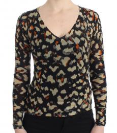 Cavalli Class Multi color V-Neck Wool Sweater Top