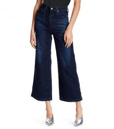 AG Adriano Goldschmied Dark Blue High Rise Crop Flare Jeans