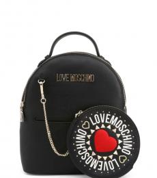 Love Moschino Black Round Pouch Small Backpack