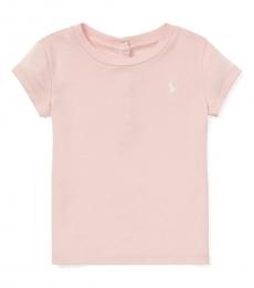 Ralph Lauren Baby Girls Light Pink Cotton-Modal T-Shirt