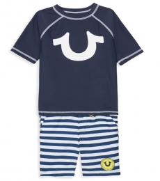 True Religion 2 Piece Rashguard/Swim Trunks Set (Baby Boys)