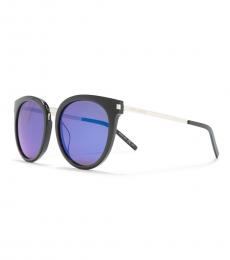 Saint Laurent Blue-Silver Oversized Sunglasses